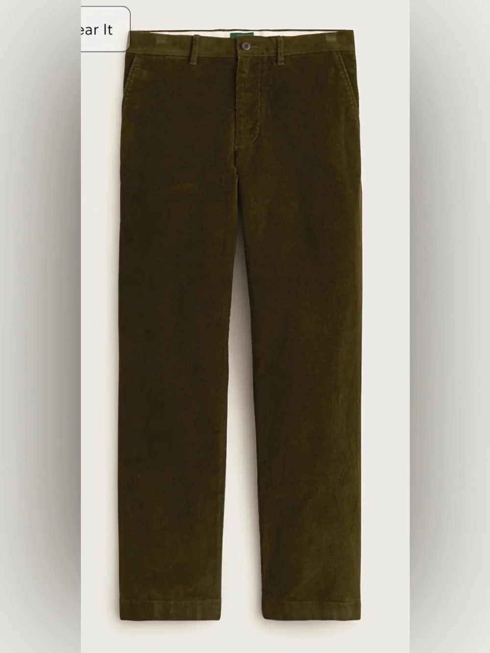 J.Crew Broken-in Straight pant in stretch corduroy in woodland olive